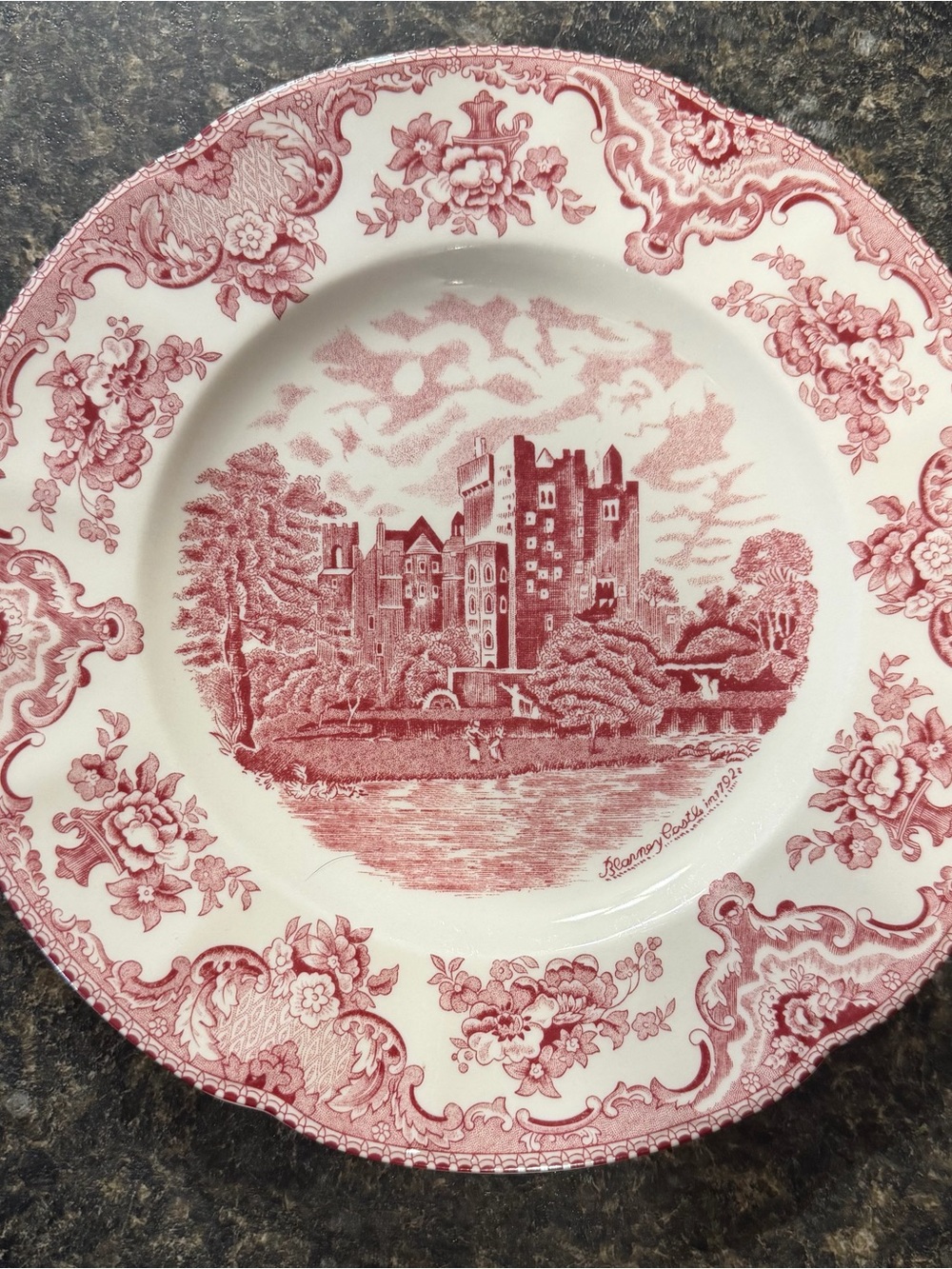Johnson Brothers Red and White Transferware Dinner Plate